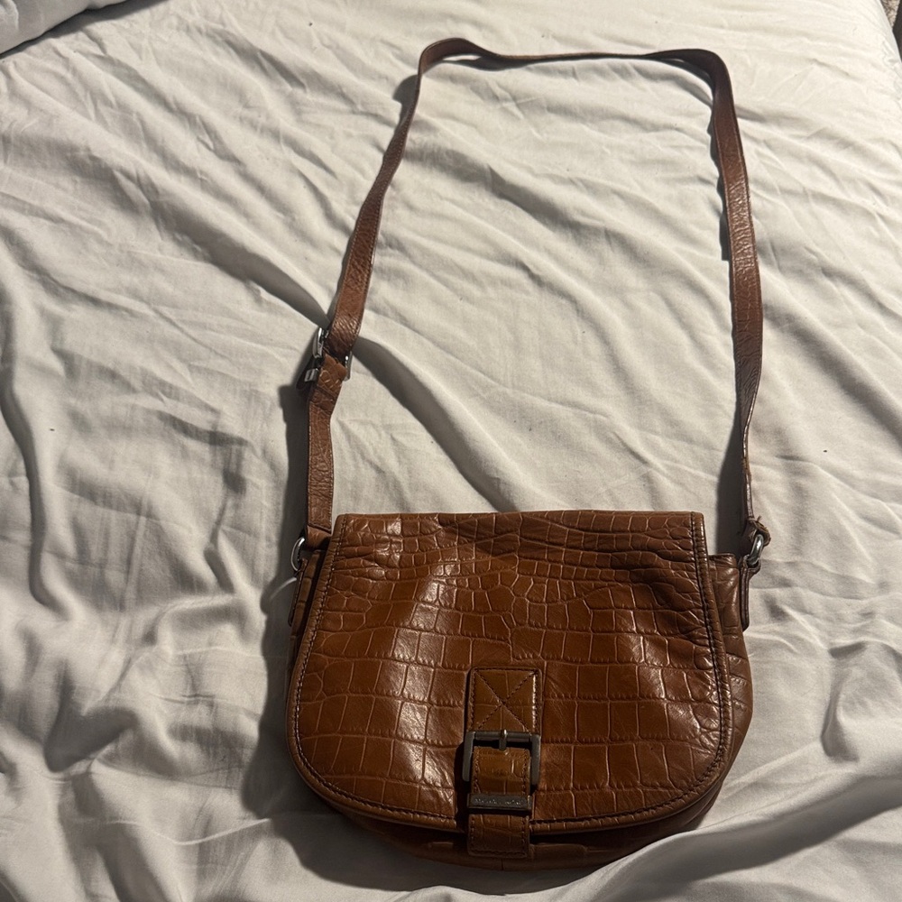Michael Kors Croc-Embossed Brown Crossbody Bag